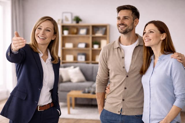 Modern otthon bemutatása vevőknek